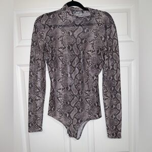 Snakeskin Mock Neck Long Sleeve Top / Bodysuit